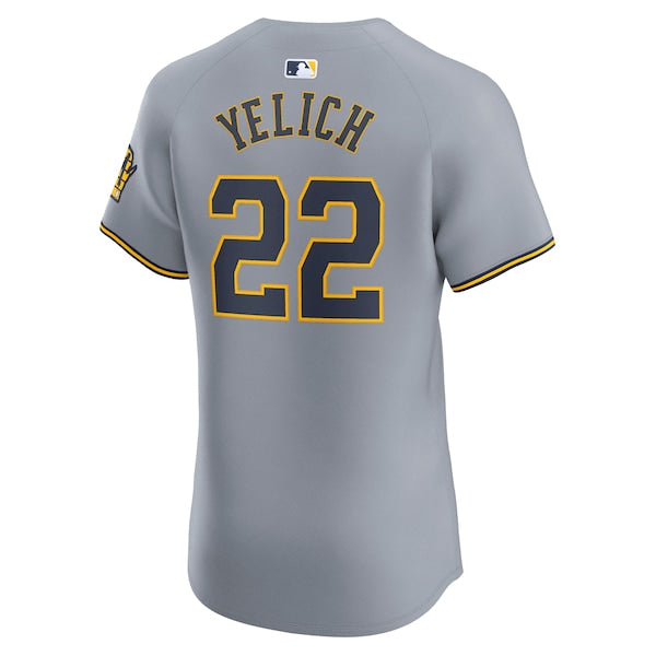 Christian Yelich Milwaukee Brewers Nike Road Elite Player Jersey - Gray - Image 3