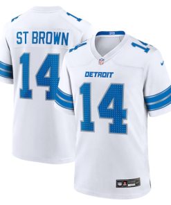 Amon-Ra St. Brown Detroit Lions Nike Game Jersey - White/Blue