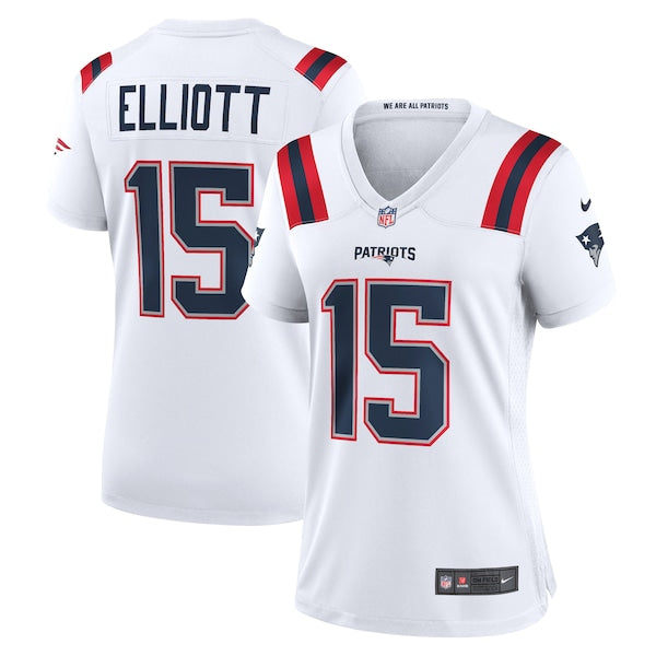 Ezekiel Elliott New England Patriots Nike Women's Game Player Jersey - White/Navy/Red - Image 2