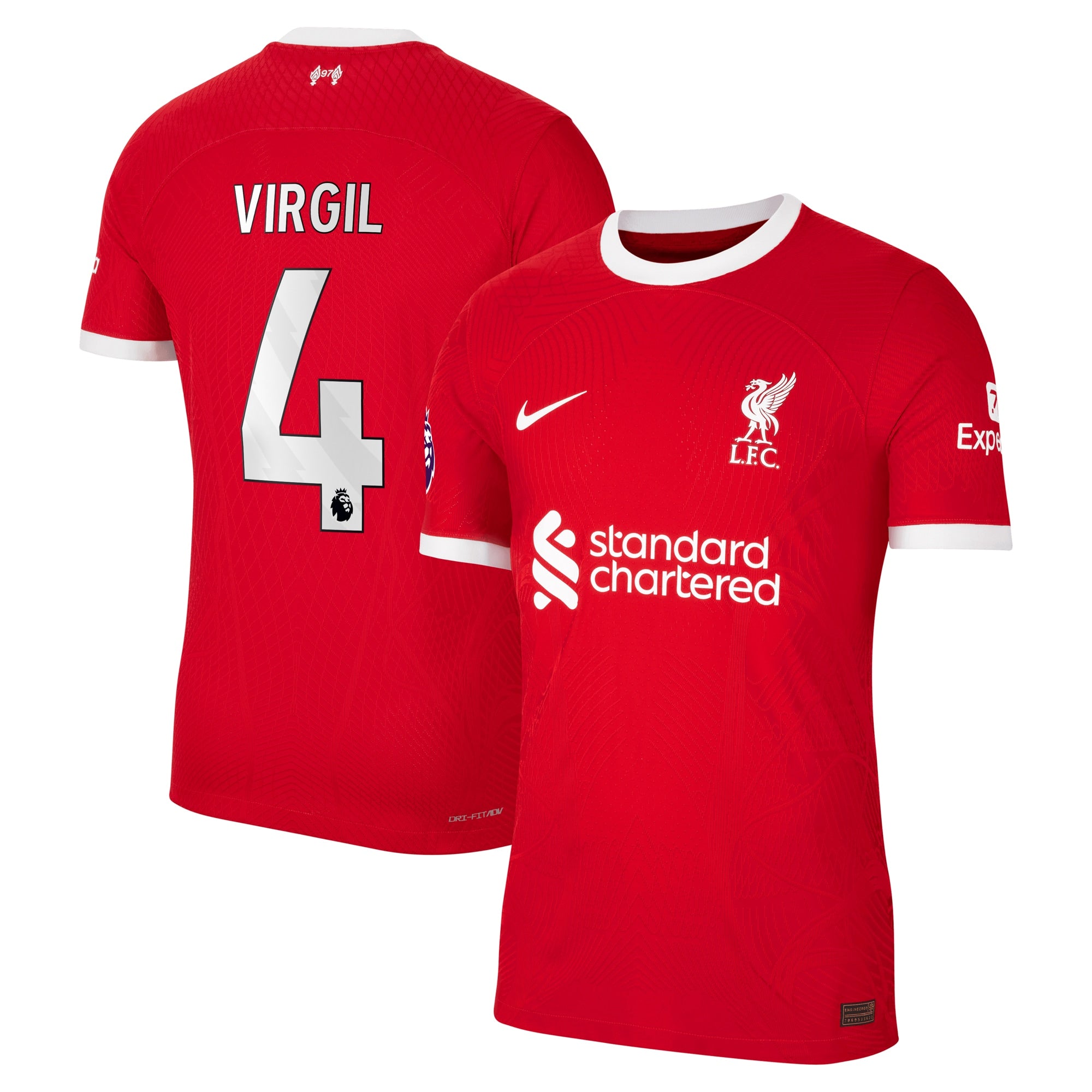 Virgil van Dijk Liverpool Nike 2023/24 Away Authentic Player Jersey - White/Red - Image 6