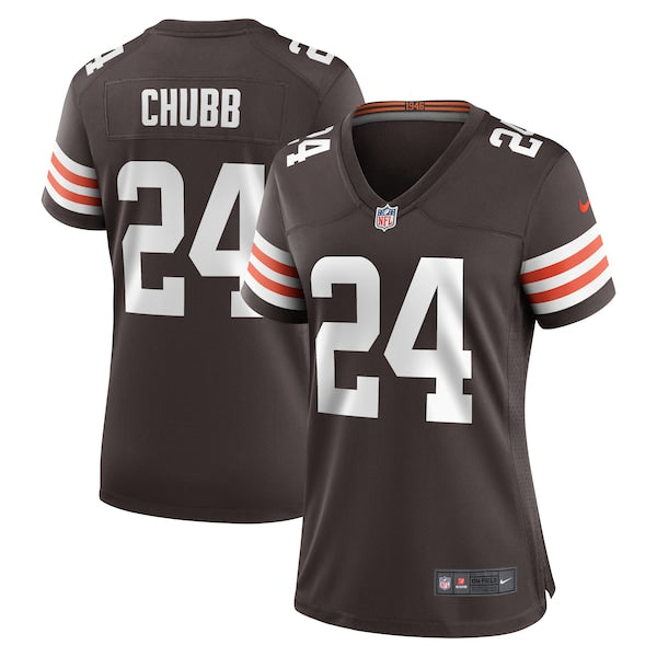 Nick Chubb Cleveland Browns Nike Women's Team Game Jersey - Brown/White - Image 2