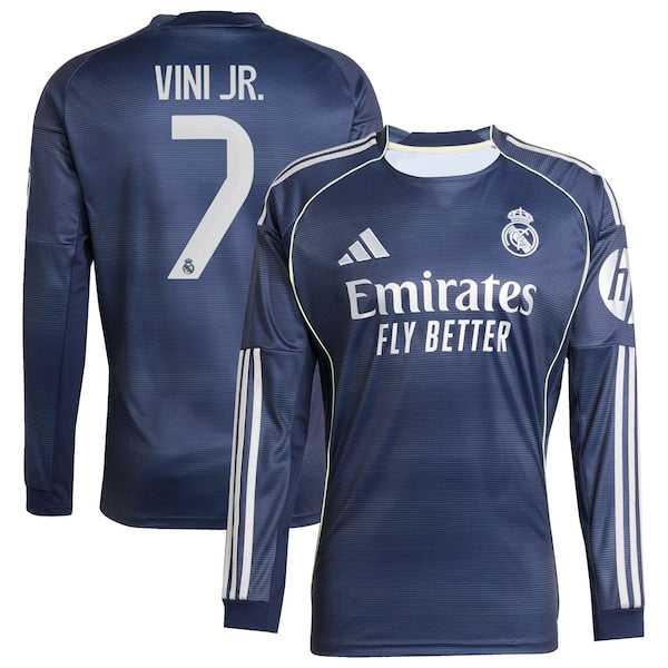 Vini Jr. Los Merengues adidas 2025/26 Home Long Sleeve Replica Player Jersey - Blue/White - Image 5