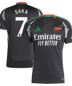 Alternative view of Bukayo Saka Arsenal adidas 2024/25 Away Replica Player Jersey - Black