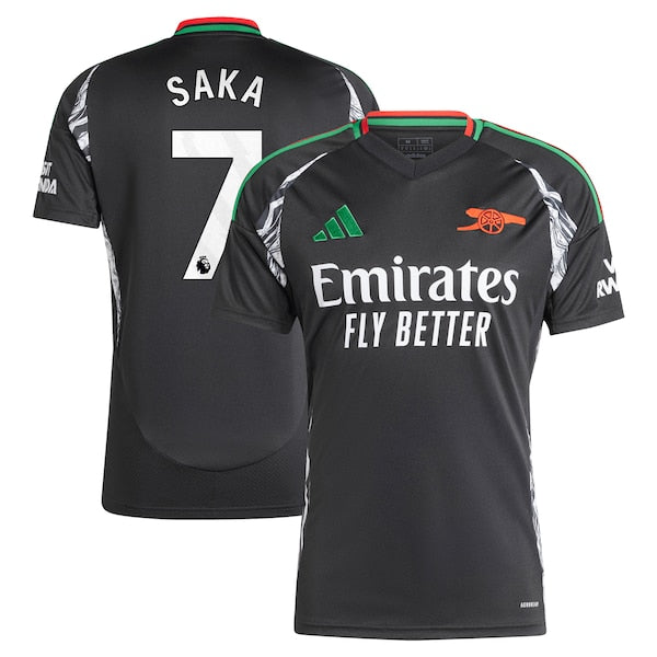 Bukayo Saka Arsenal adidas 2024/25 Away Replica Player Jersey - Black - Image 2