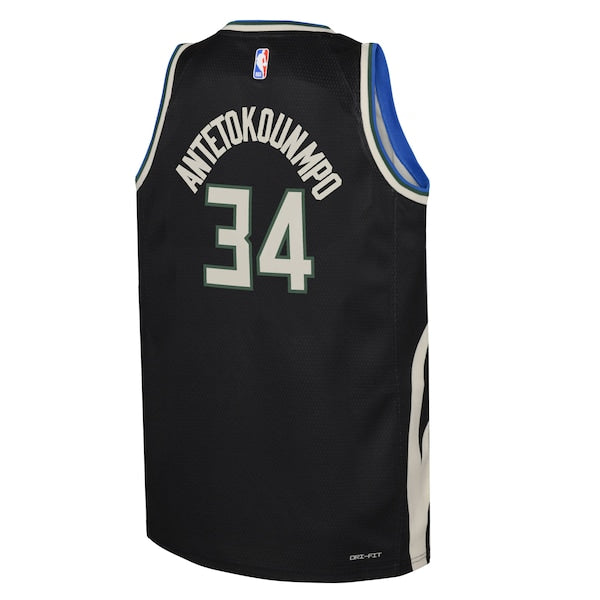 Giannis Antetokounmpo Milwaukee Bucks Jordan Brand Youth Swingman Jersey - Statement Edition - Black - Image 3