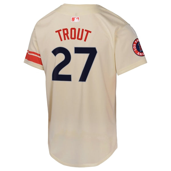 Mike Trout Los Angeles Angels Nike Youth City Connect Limited Player Jersey - Cream - Image 3