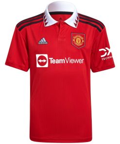 Alternative view of Luke Shaw Manchester United adidas Youth 2022/23 Home Replica Player Jersey - Red
