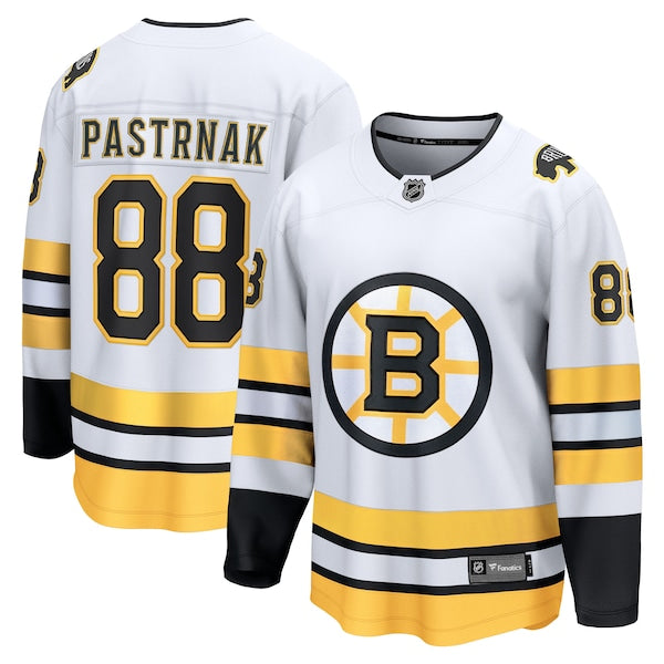 David Pastrnak Boston Bruins Away Breakaway Player Jersey - White/Black - Image 6