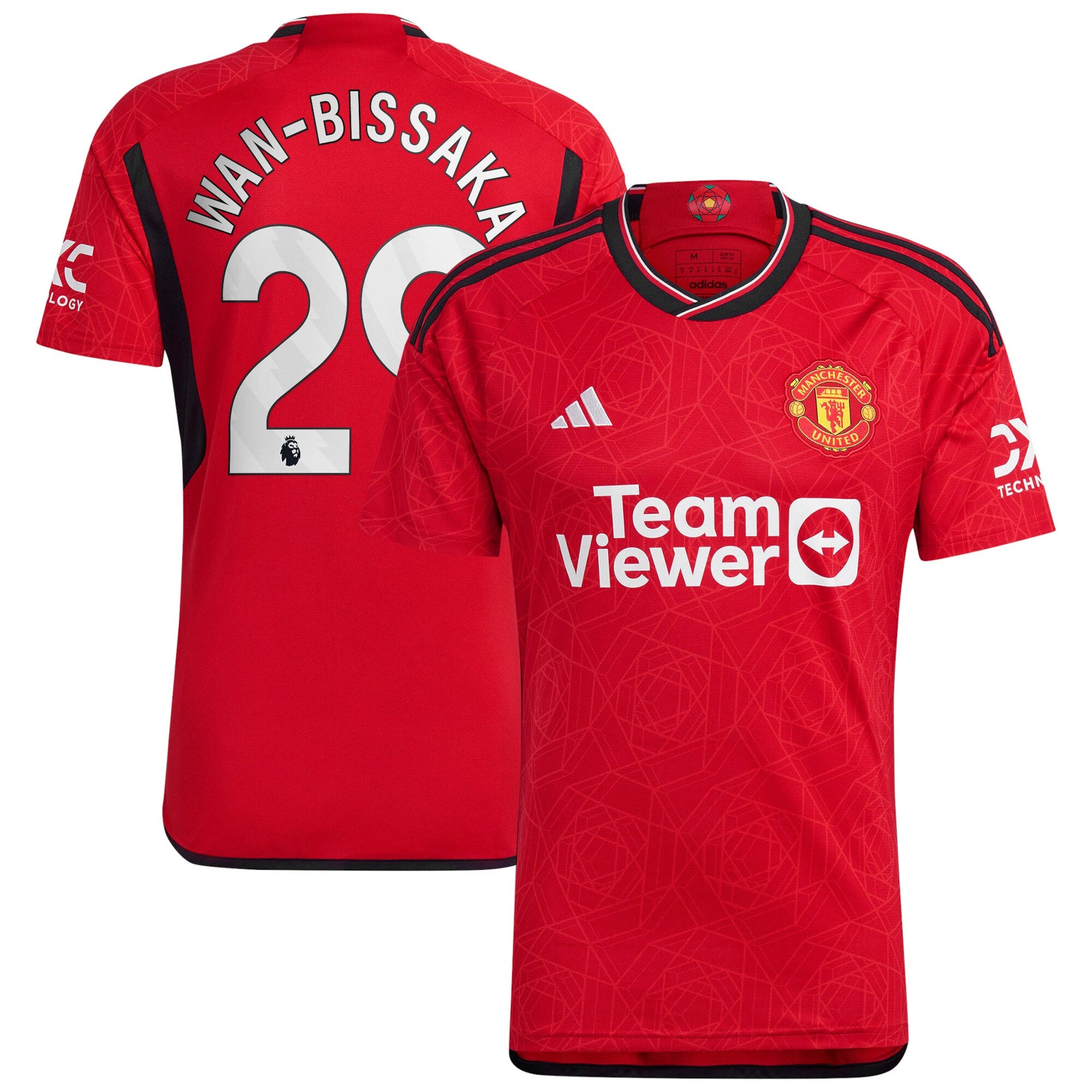 Aaron Wan-Bissaka Manchester United adidas 2023/24 Away Replica Player Jersey - Green/Red - Image 6