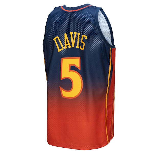 Baron Davis Golden State Warriors 2006/07 Hardwood Classics Fadeaway Swingman Player Jersey - Navy/Orange - Image 5