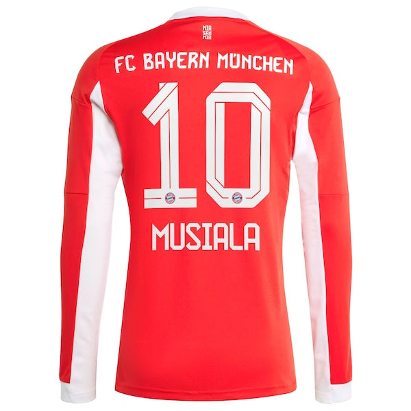 Jamal Musiala Bayern Munich adidas Home 2025/26 Replica Long Sleeve Player Jersey - Red - Image 3