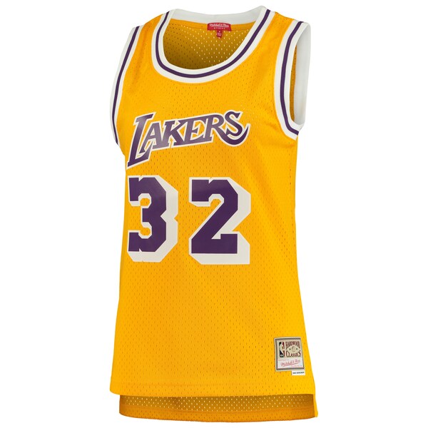 Magic Johnson Los Angeles Lakers Women's 1984/85 Hardwood Classics Swingman Jersey - Gold - Image 2