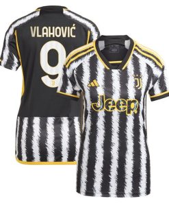 Du?an Vlahovi? Juventus adidas Women's 2023/24 Home Replica Player Jersey - Black