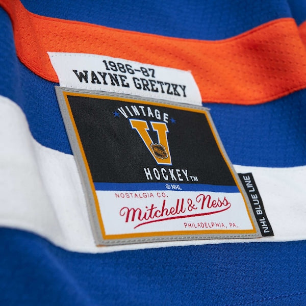 Wayne Gretzky Edmonton Oilers Captain Patch 1986/87 Blue Line Player Jersey - Youth - Royal - Image 6