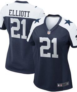 Alternative view of Ezekiel Elliott Dallas Cowboys Nike Women's Alternate Game Team Jersey - Navy/White
