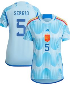 Sergio Busquets Spain National Team adidas Women's 2022/23 Away Replica Jersey - Blue