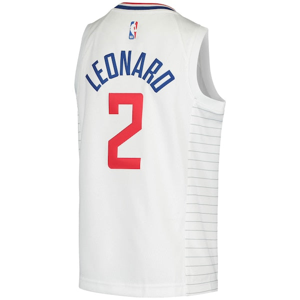 Kawhi Leonard LA Clippers Nike Youth 2020/21 Swingman Jersey - Association Edition - White/Royal - Image 4