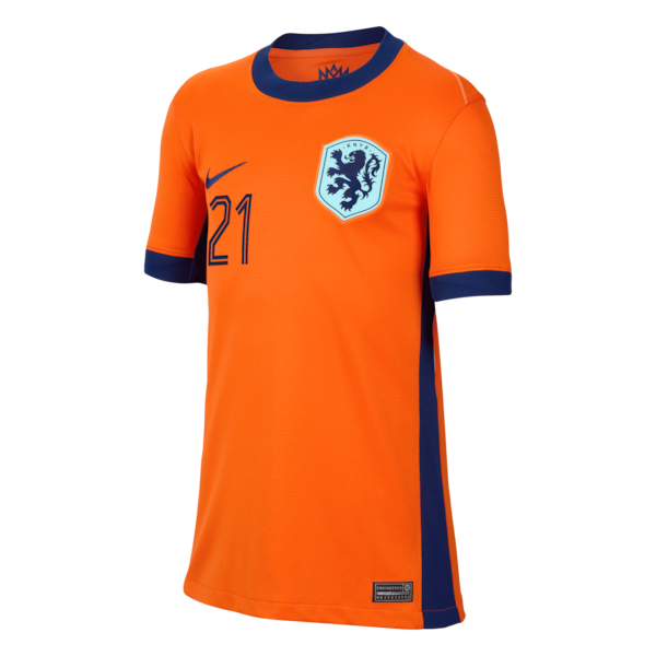 Frenkie de Jong Netherlands National Team Nike Youth 2024 Home Replica Jersey - Orange - Image 2