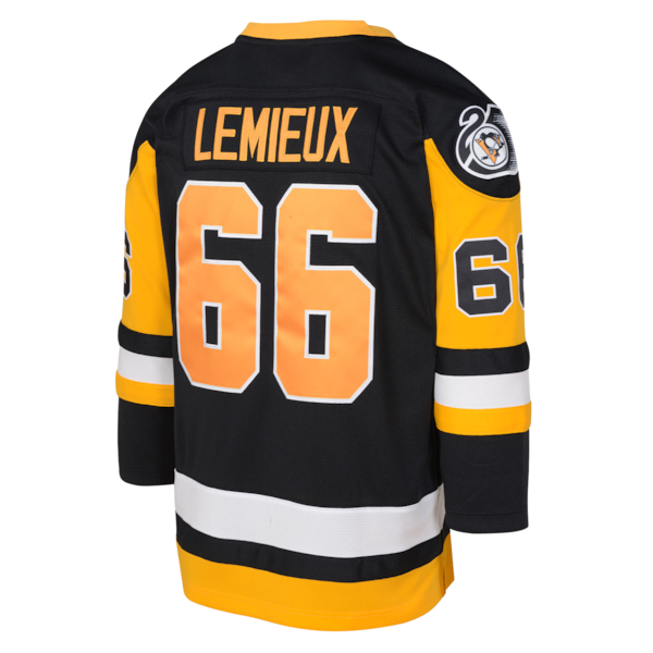 Mario Lemieux Pittsburgh Penguins Youth 1991/92 Captain Patch Blue Line Player Jersey - Black - Image 3