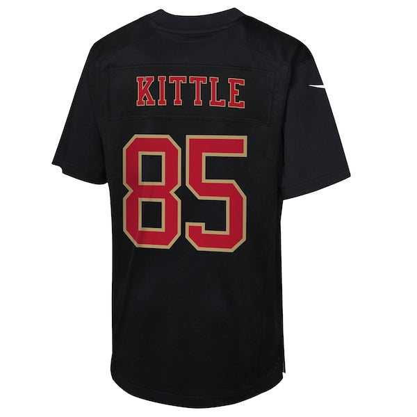George Kittle San Francisco 49ers Nike Youth Super Bowl LVIII Patch Carbon Fashion Game Jersey - Black - Image 3