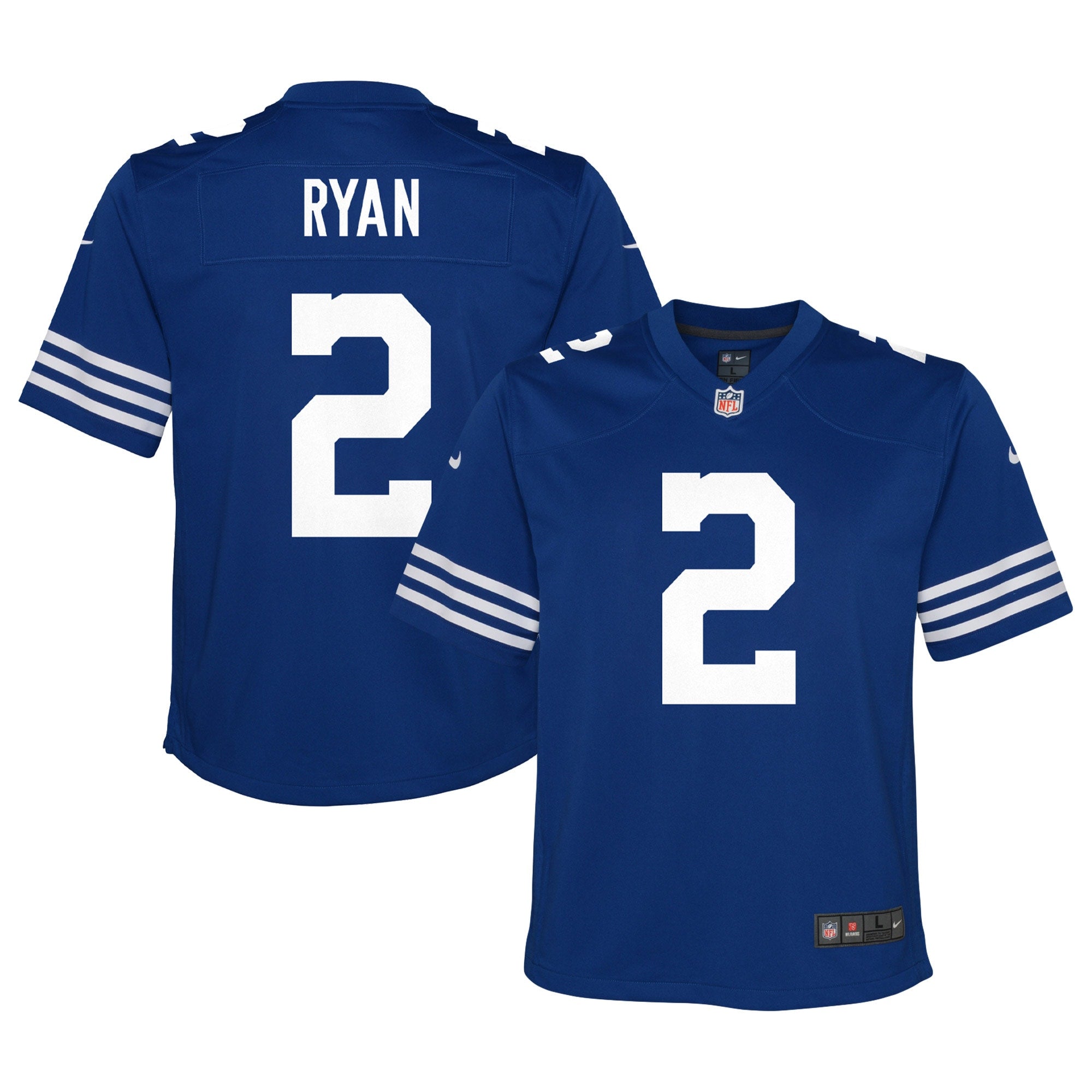 Matt Ryan Indianapolis Colts Nike Youth Away Game Jersey - White/Royal - Image 6