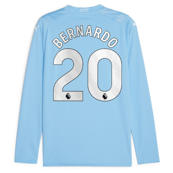 Bernardo Silva Manchester City Puma 2023/24 Home Replica Player Long Sleeve Jersey - Sky Blue - Image 3