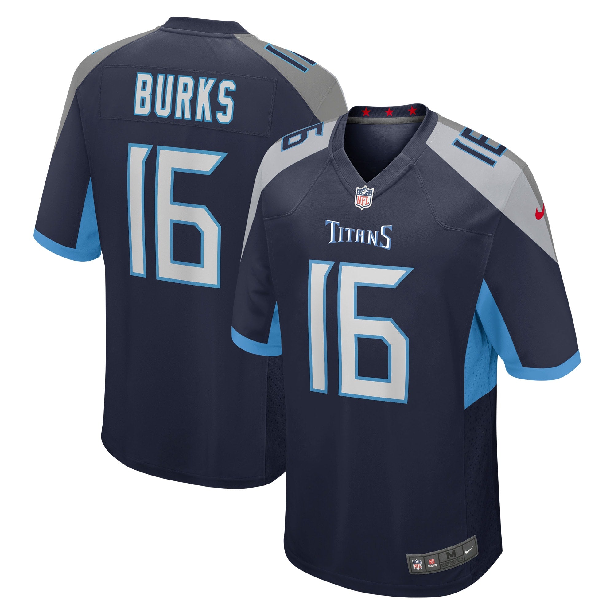 Treylon Burks Tennessee Titans Nike Oilers Throwback Alternate Game Player Jersey - Light Blue/Navy - Image 5