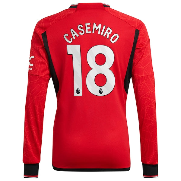 Casemiro Manchester United adidas 2023/24 Home Replica Long Sleeve Player Jersey - Red - Image 3
