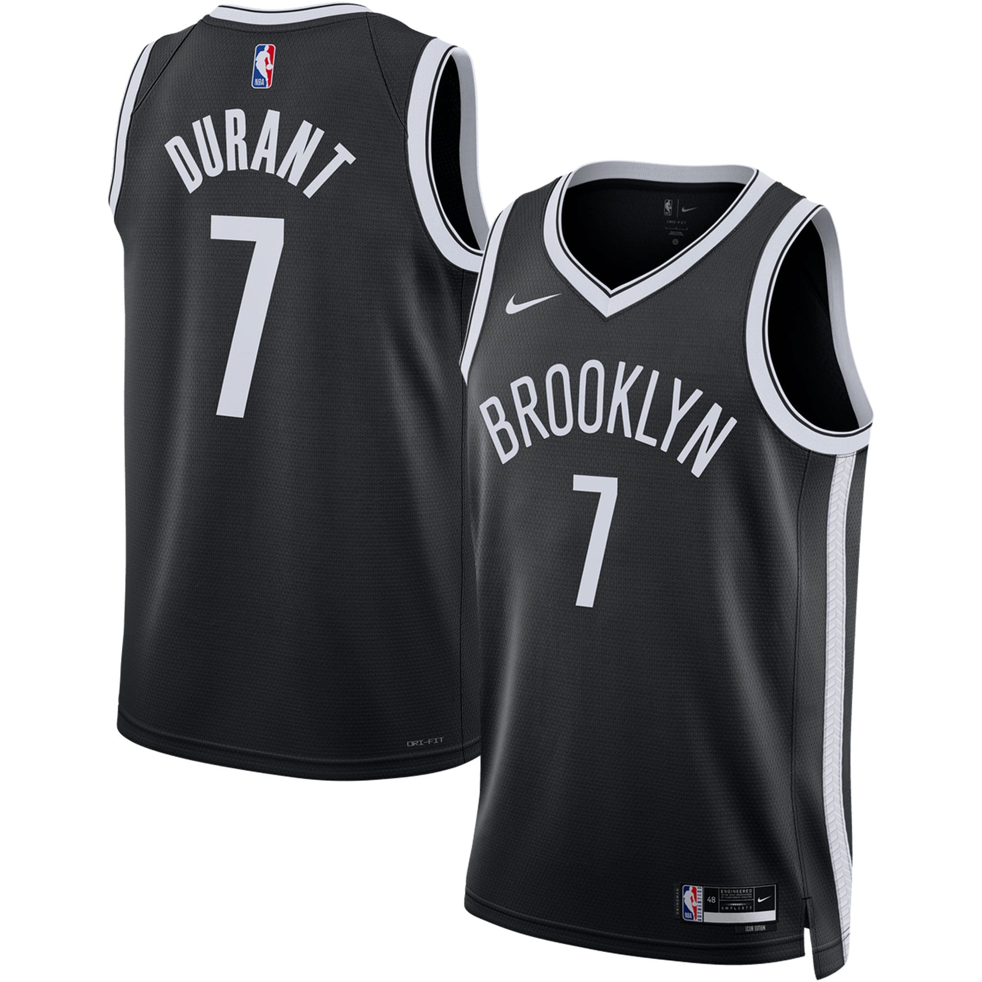 Kevin Durant Brooklyn Nets Nike Unisex Swingman Jersey - Association Edition - White/Black - Image 6