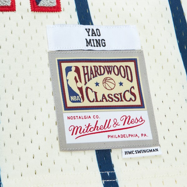 Yao Ming Houston Rockets Chainstitch Swingman Jersey - Cream - Image 3