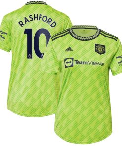 Marcus Rashford Manchester United adidas Women's 2022/23 Third Replica Player Jersey - Neon Green