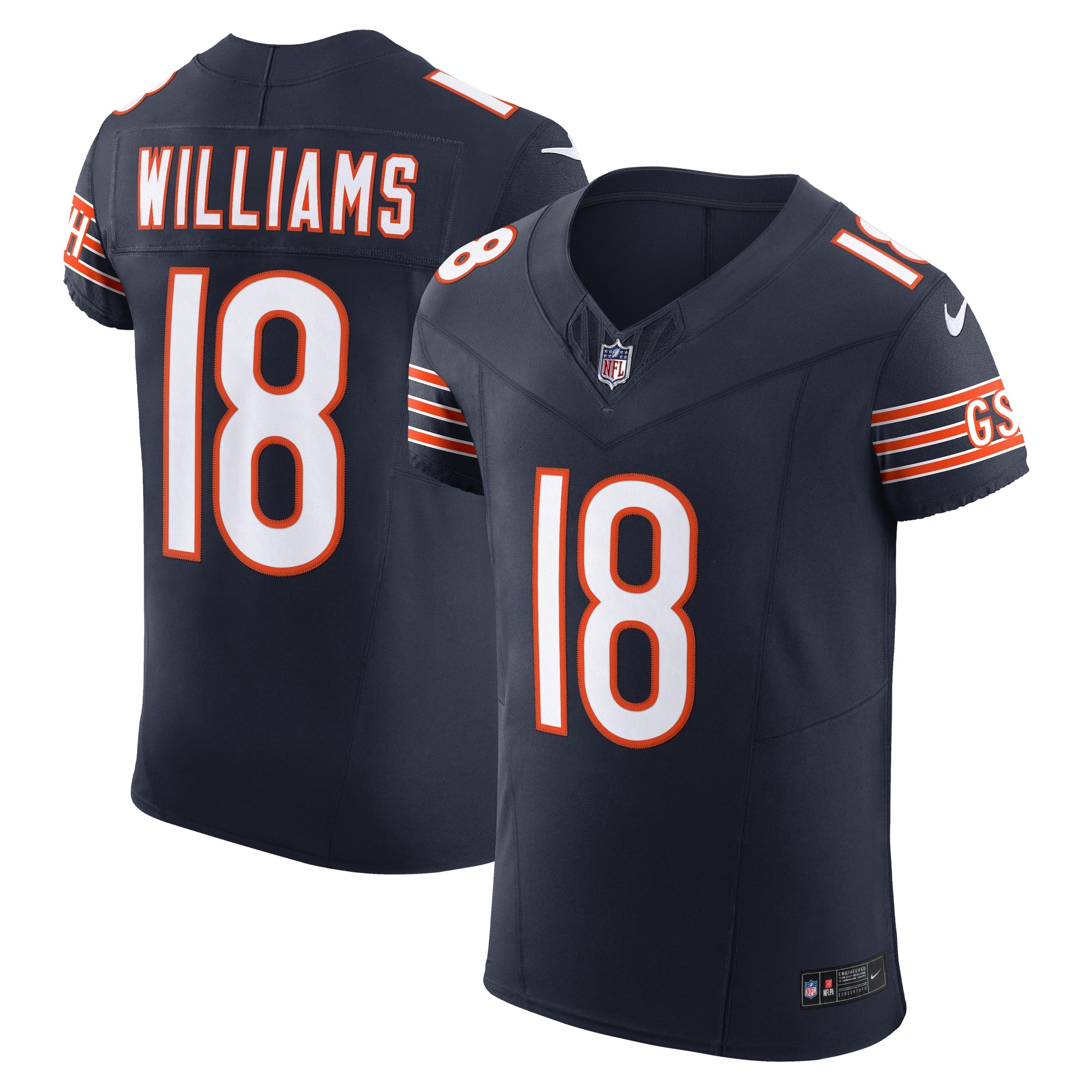Caleb Williams Chicago Bears Nike Alternate Vapor F.U.S.E. Elite Jersey - Orange/Navy - Image 6