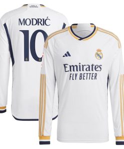 Luka Modric Los Merengues adidas Home 2023/24 Authentic Long Sleeve Jersey - White