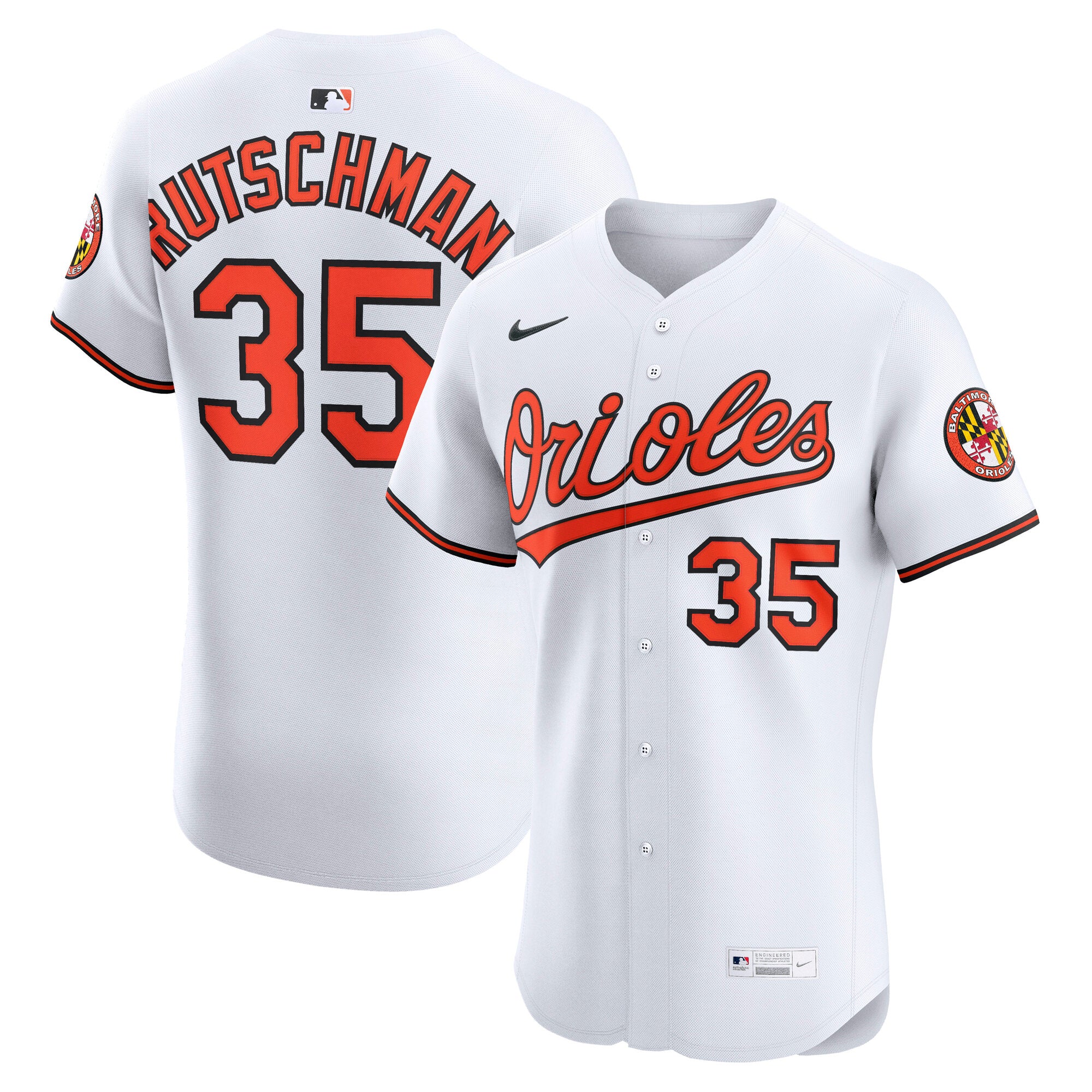 Adley Rutschman Baltimore Orioles Nike Alternate 2 Elite Jersey - Orange/White/Black - Image 7