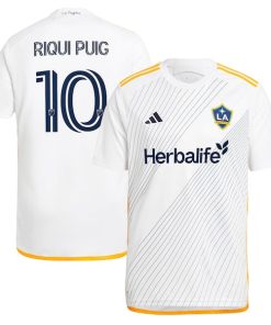 Alternative view of Riqui Puig LA Galaxy adidas 2024 Angeleno Kit Replica Player Jersey - White/Green