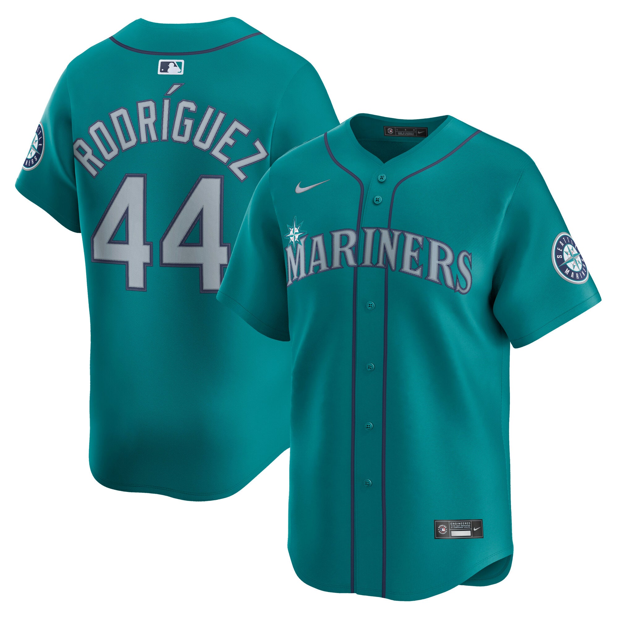 Men's Seattle Mariners Julio Rodr¨ªguez Nike Home Limited Player Jersey- White/Teal - Image 6