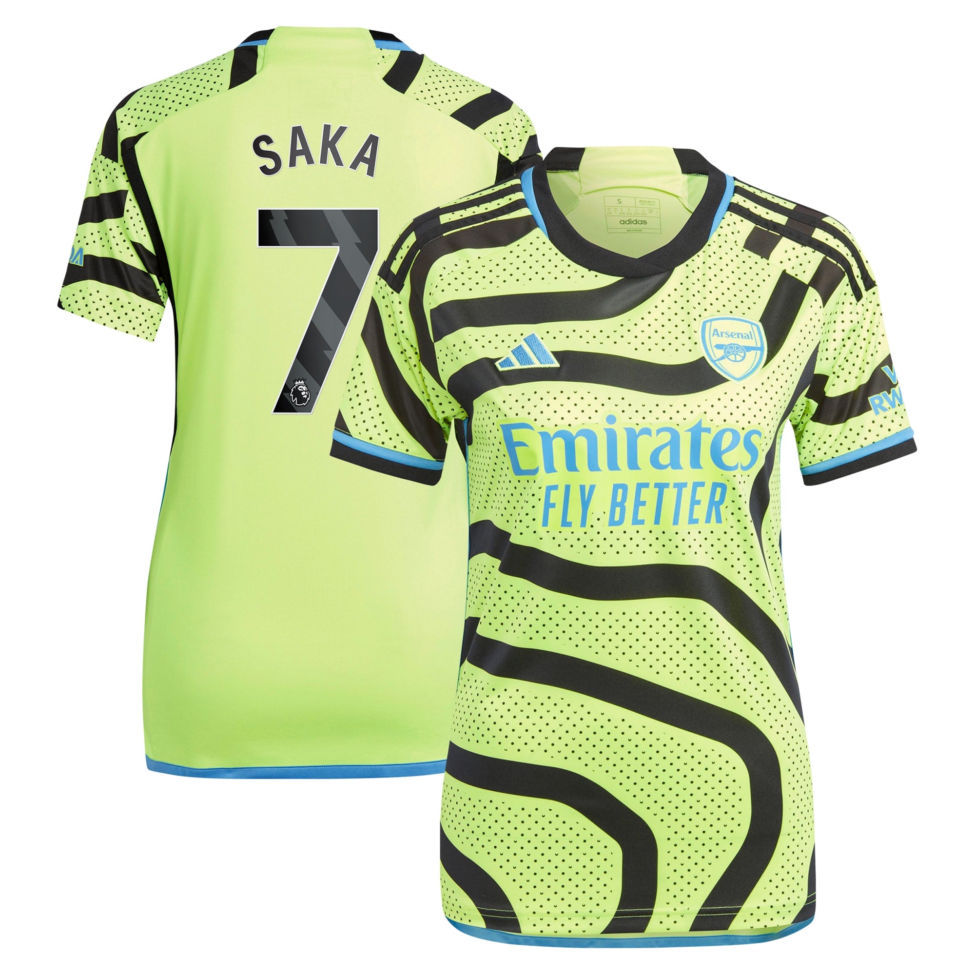 Bukayo Saka Arsenal adidas Women's 2023/24 Home Replica Player Jersey - Red/Green/Yellow - Image 8