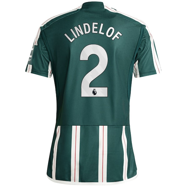 Victor Lindelof Manchester United adidas 2023/24 Away Replica Player Jersey - Green/Red - Image 4