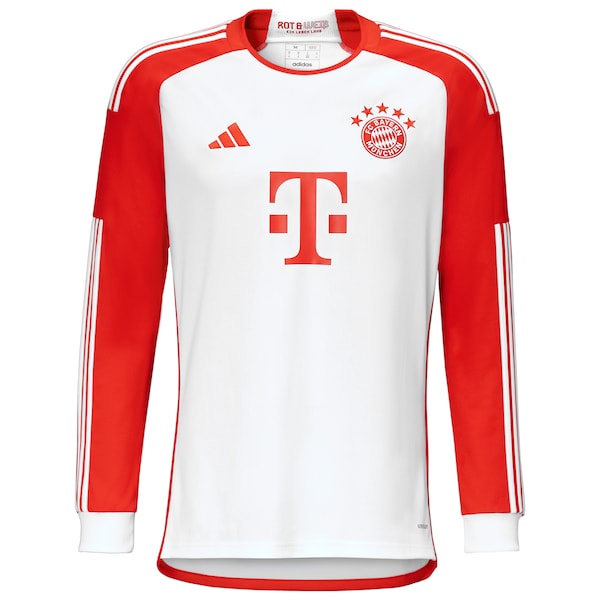 Harry Kane Bayern Munich adidas 2023/24 Home Long Sleeve Replica Player Jersey - White - Image 2