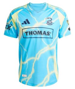 Alternative view of Philadelphia Union adidas 2025 The Voltage Kit Authentic Custom Jersey - Blue