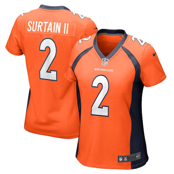 Patrick Surtain II Denver Broncos Nike Women's Game Jersey - Orange/Navy - Image 2
