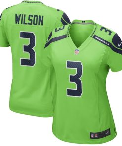 Alternative view of Russell Wilson Seattle Seahawks Nike Women's Alternate Game Jersey - Neon Green/Navy