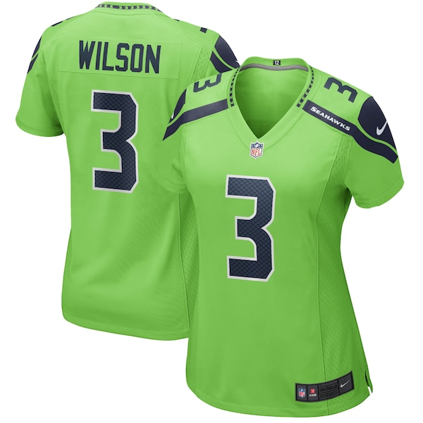 Russell Wilson Seattle Seahawks Nike Women's Alternate Game Jersey - Neon Green/Navy - Image 2