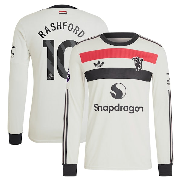 Marcus Rashford Manchester United adidas Originals 2024/25 Third Authentic Long Sleeve Jersey - Cream - Image 2