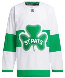 Alternative view of Toronto Maple Leafs adidas St. Patricks Alternate Primegreen Authentic Jersey - White