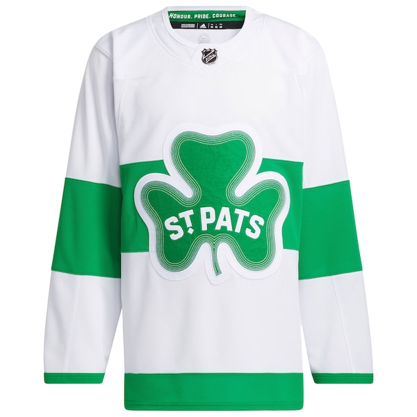 Toronto Maple Leafs adidas St. Patricks Alternate Primegreen Authentic Jersey - White - Image 2