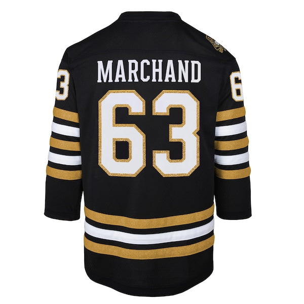 Brad Marchand Boston Bruins Youth 100th Anniversary Replica Player Jersey - Black - Image 3
