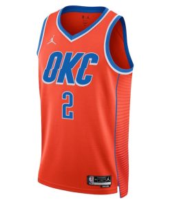Alternative view of Shai Gilgeous-Alexander Oklahoma City Thunder Jordan Brand Youth Unisex Swingman Jersey - Statement Edition - Orange