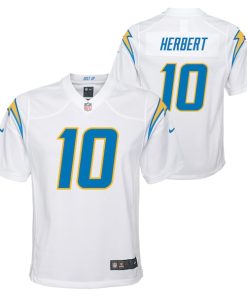 Alternative view of Justin Herbert Los Angeles Chargers Nike Youth Game Jersey - White/Navy/Powder Blue/Royal