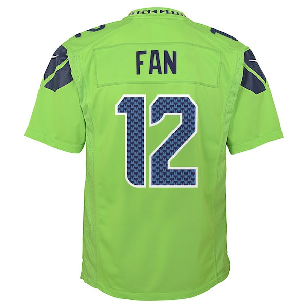 12th Fan Seattle Seahawks Nike Youth Game Jersey - Neon Green - Image 3